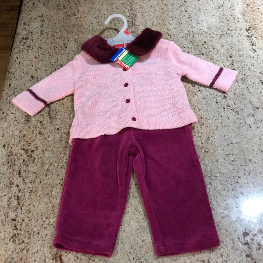 12 mths old chenille and velvet outfit
